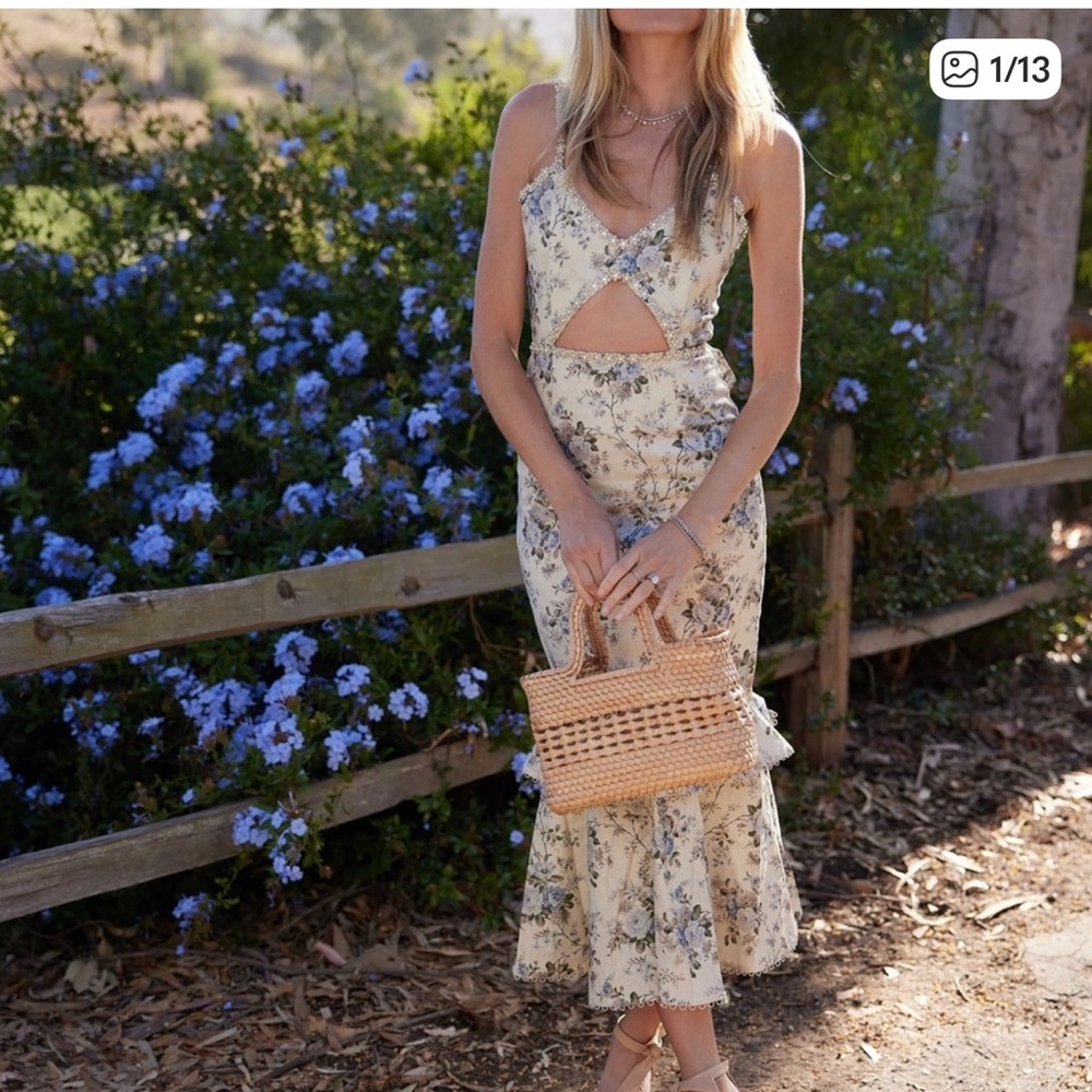 V.Chapman White and Blue Floral Dress